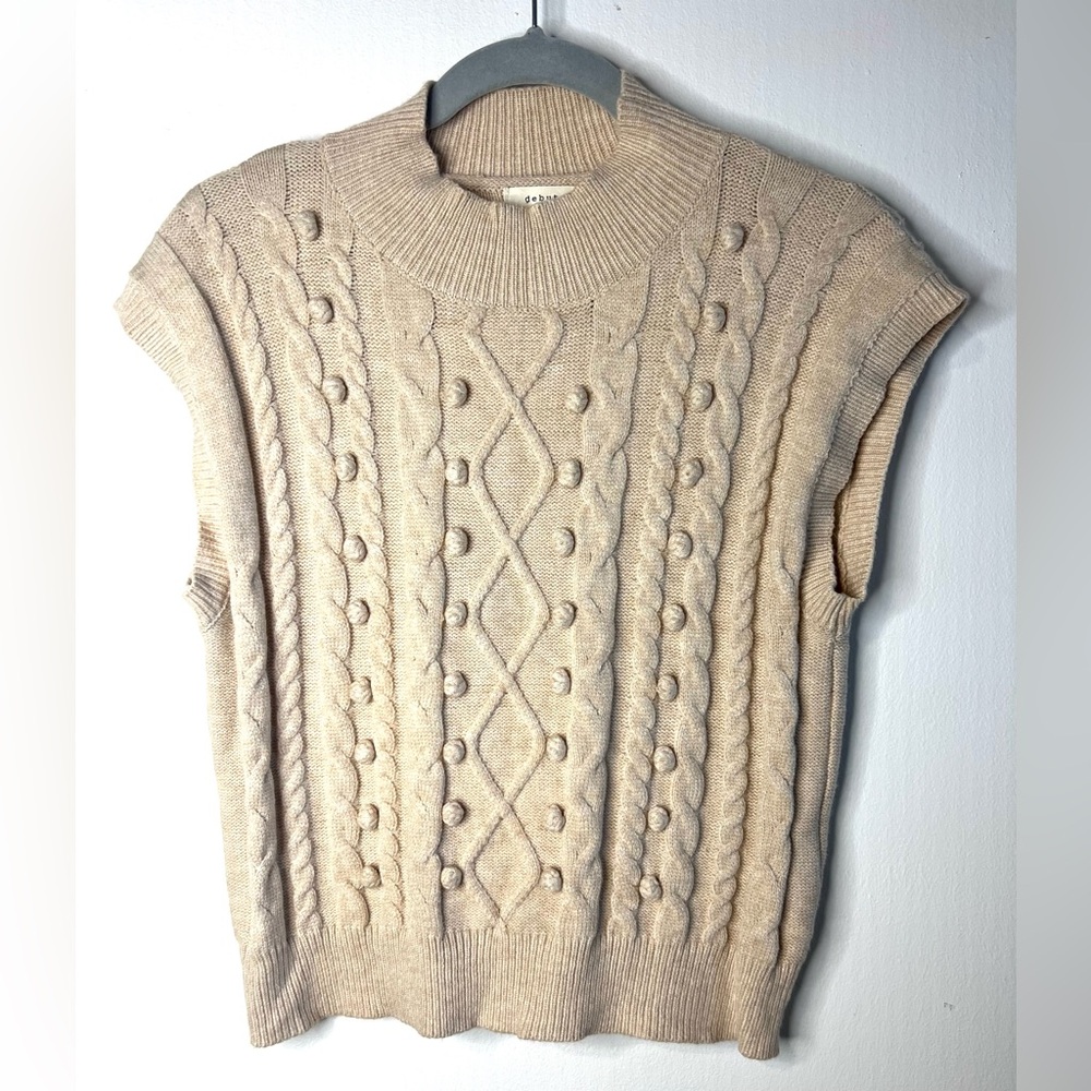 Debut Sweater Vest Tan Knit  SZ M EUC
